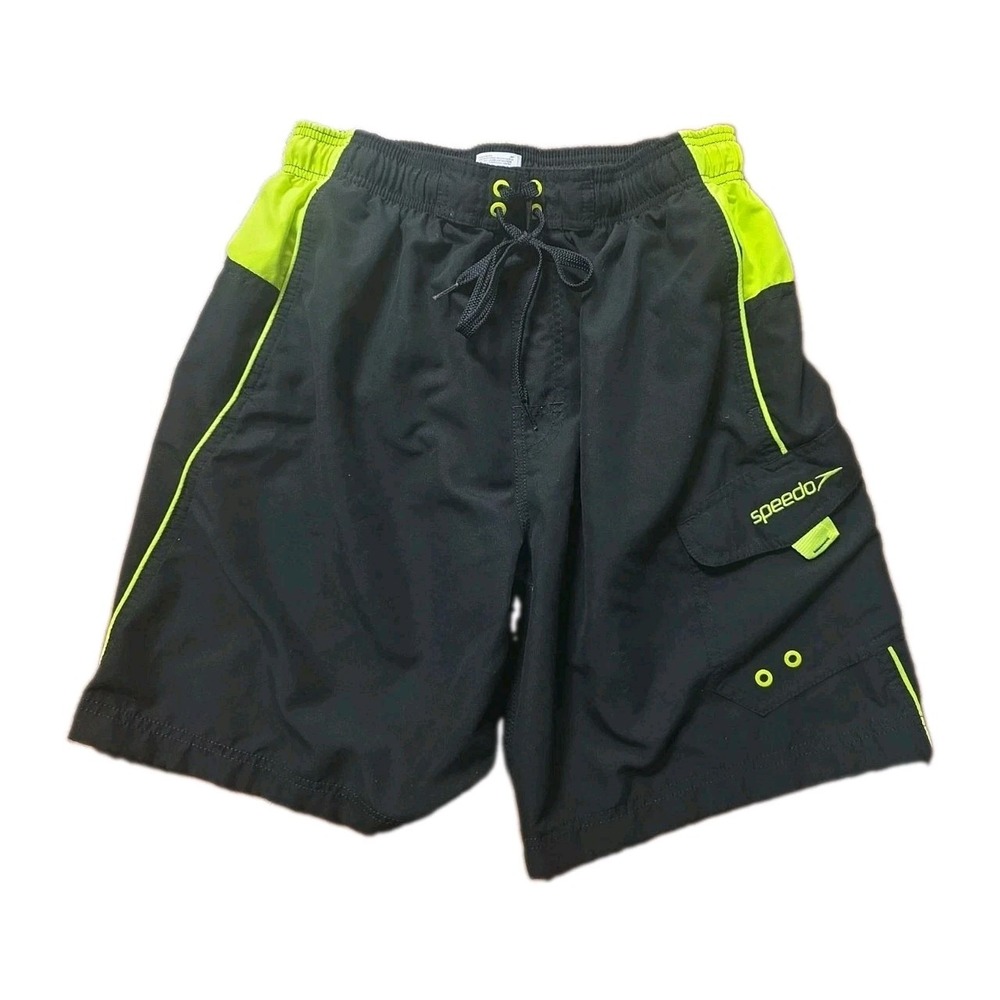 Speedo Mens Lined Mens Size Large Swim Trunks Drawstring Elastic Waist